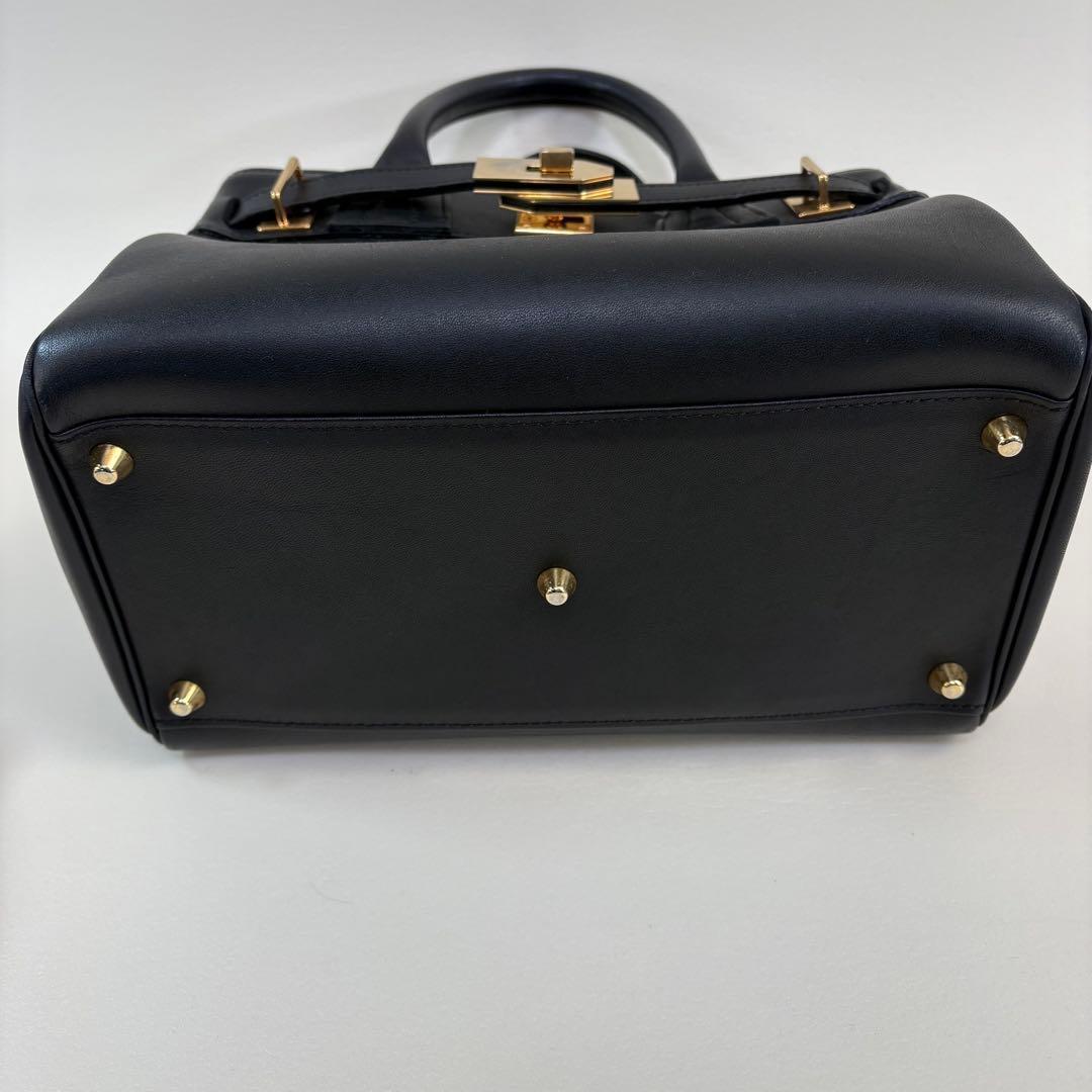 Aki 様M.U.L. レザー ハンドバッグ 2WAY ゴールド金具 日本製 黒