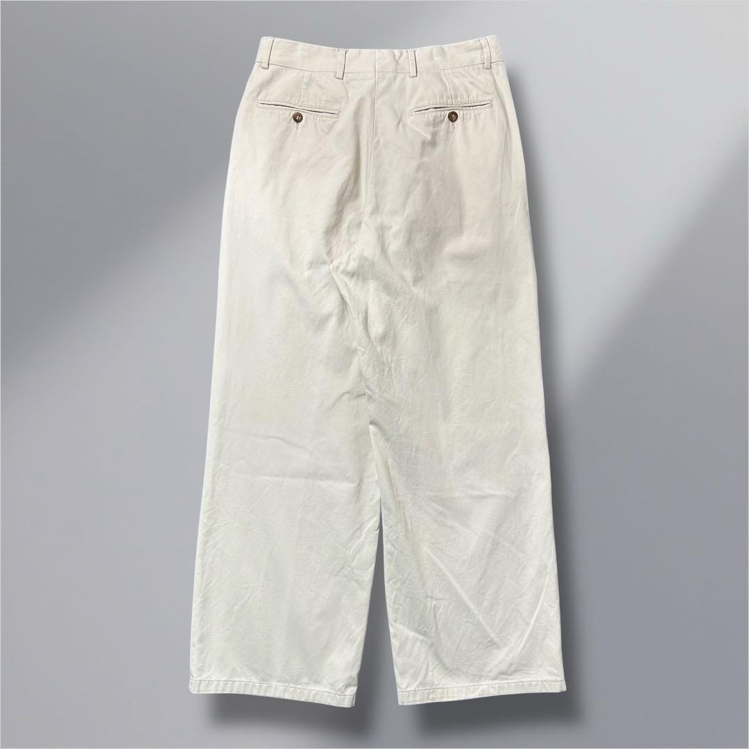 90's'GIORGIO ARMANI 2タック　ワイドチノパン　 アイボリー