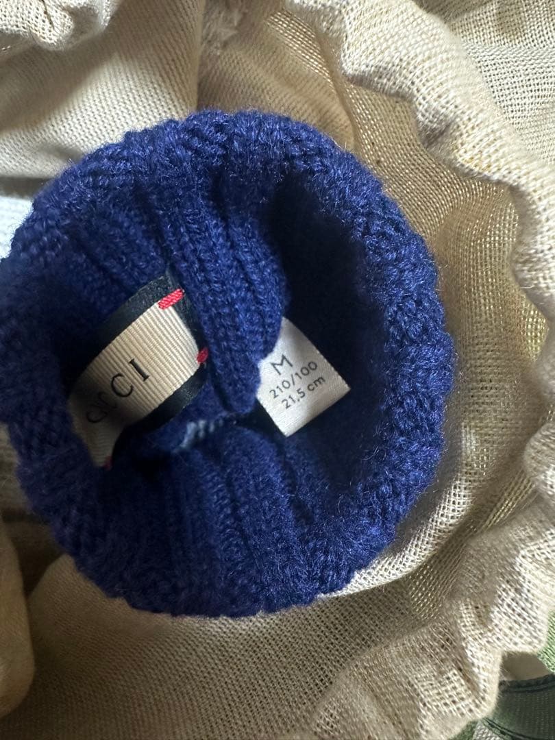 新品GUCCI カシミア フィンガーレス手袋　ネイビー　Mサイズ