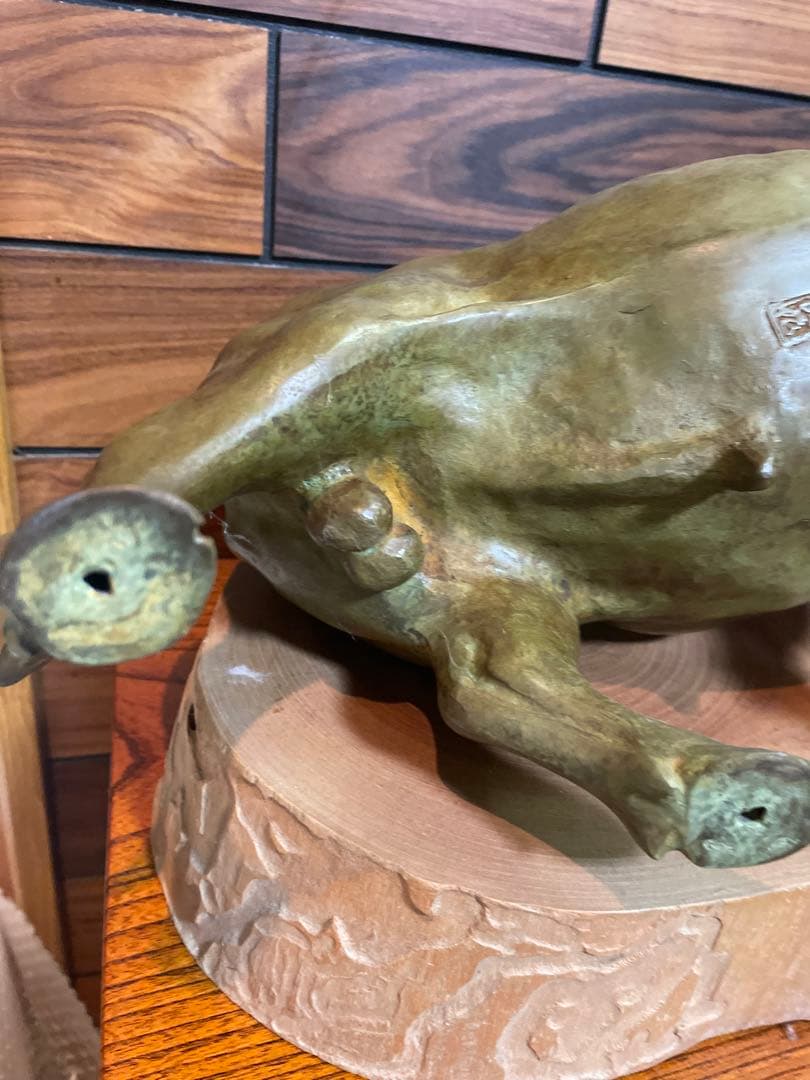 般若純一郎　高岡銅器　名工　牛の銅像　銅製　大型　約6.6kg