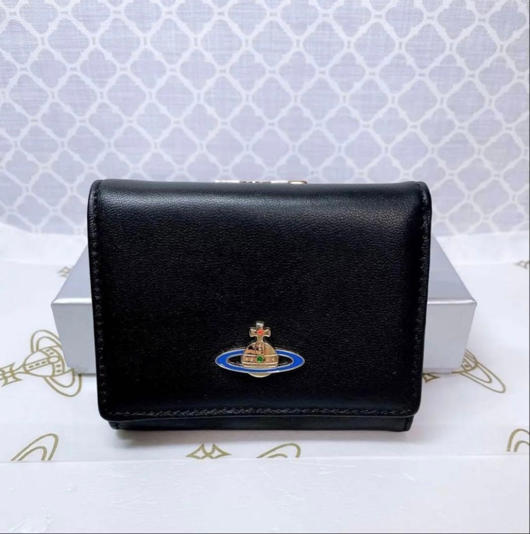 【ショッパー付】新品 ヴィヴィアン・ウエストウッド 三つ折り財布 ブラック