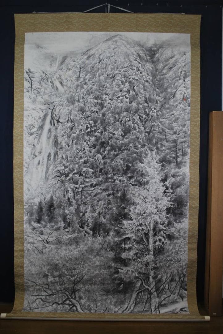 【真作】奥本高于/滝山水図/大幅/掛軸☆宝船☆V-967　JM