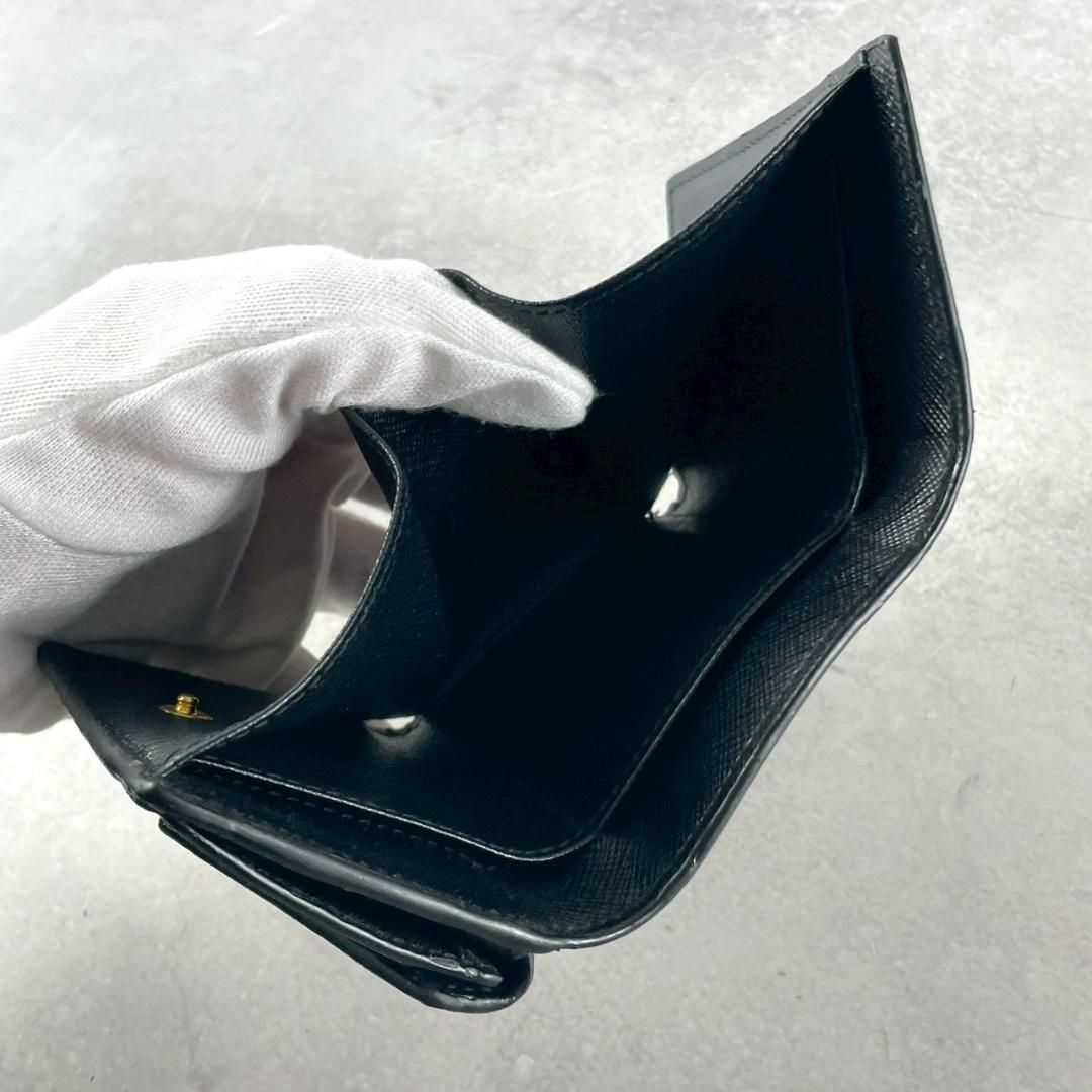 PRADA プラダ サフィアーノ メタル 三つ折り財布 コンパクトウォレット 黒