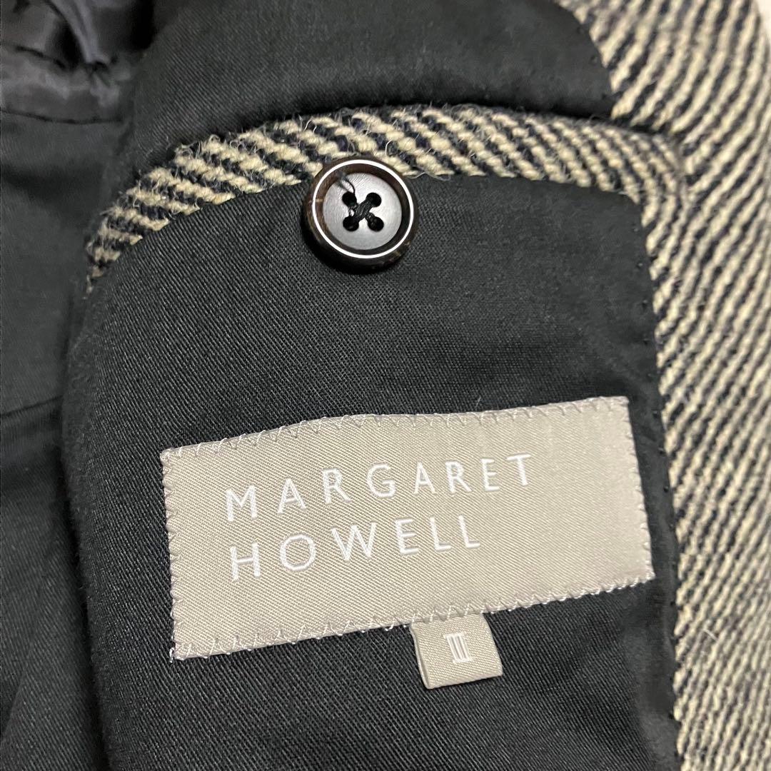 マーガレットハウエル コート ツイード ロング ウール100%Ｌサイズ グレー系