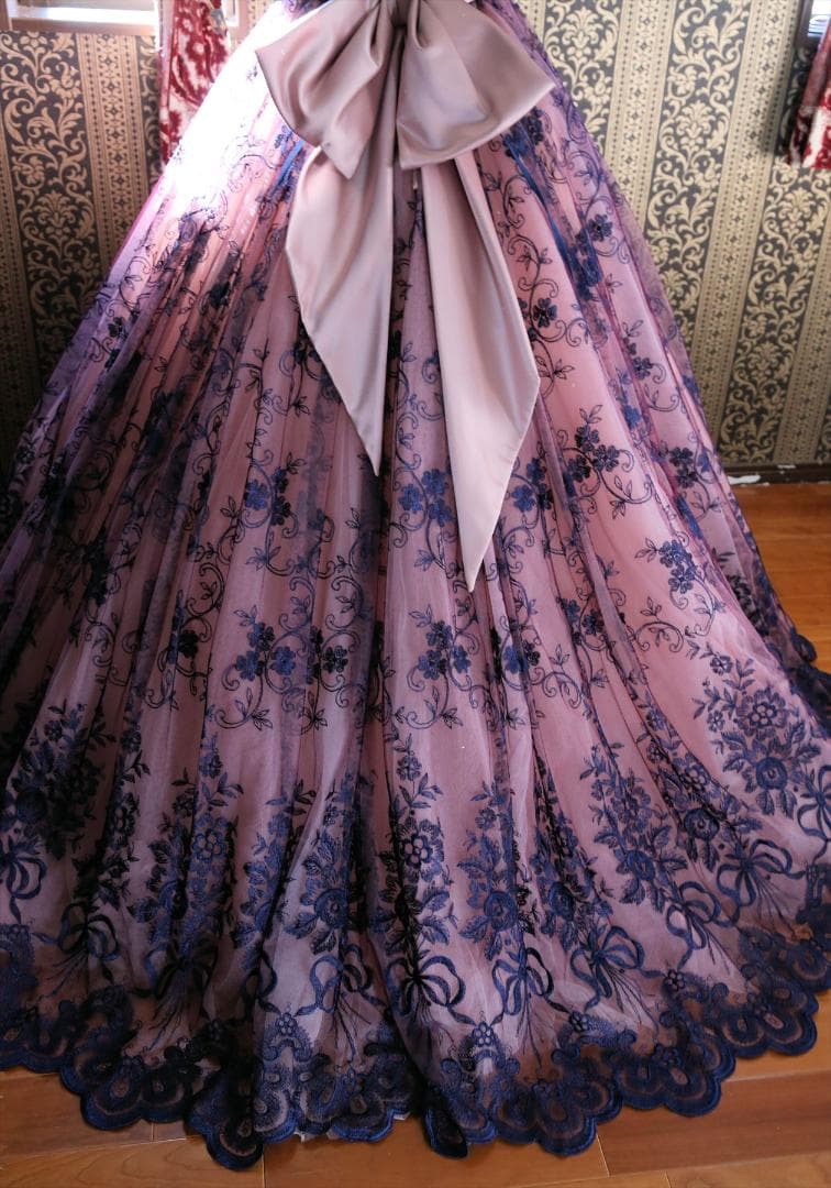 569グレースコンチネンタル高級ウエディングドレス7号9号11号紺カラードレス