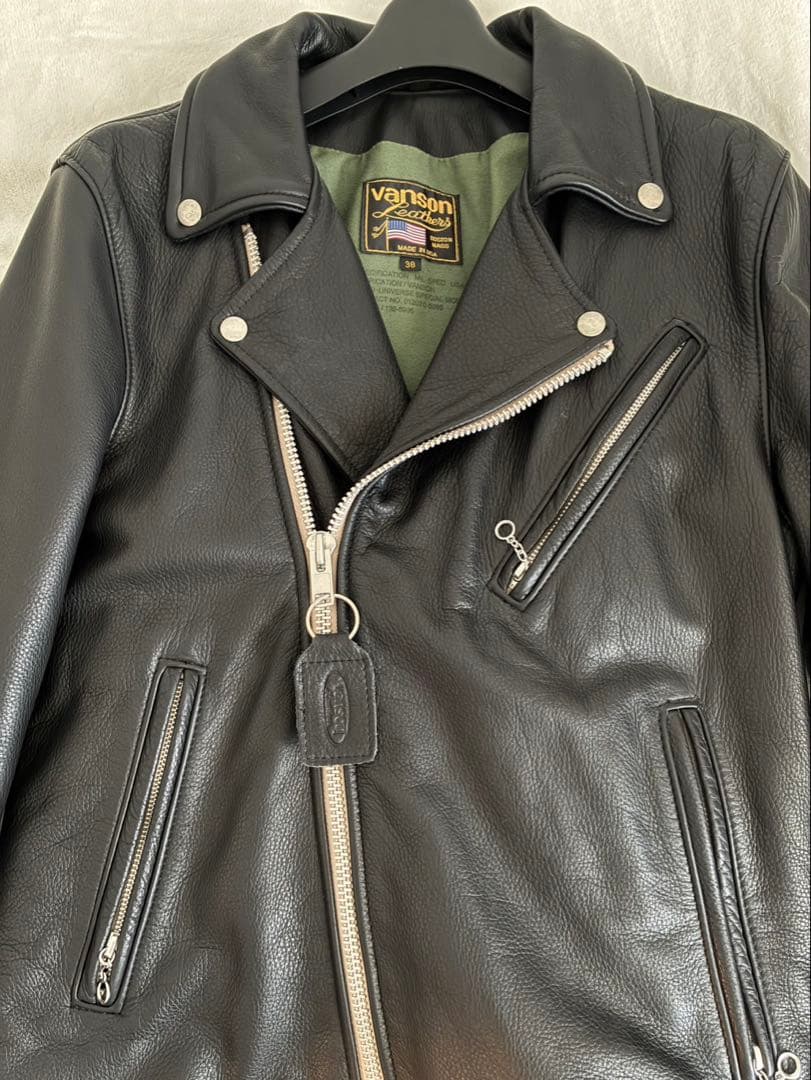 VANSON×ナノユニバース ダブル ライダースジャケット　38サイズ　ブラック