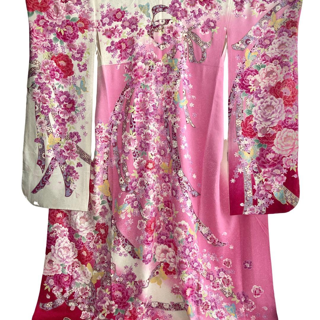 白 赤 ピンク 振袖4点セット‼️お振袖セット‼️TM NO121 フルセット