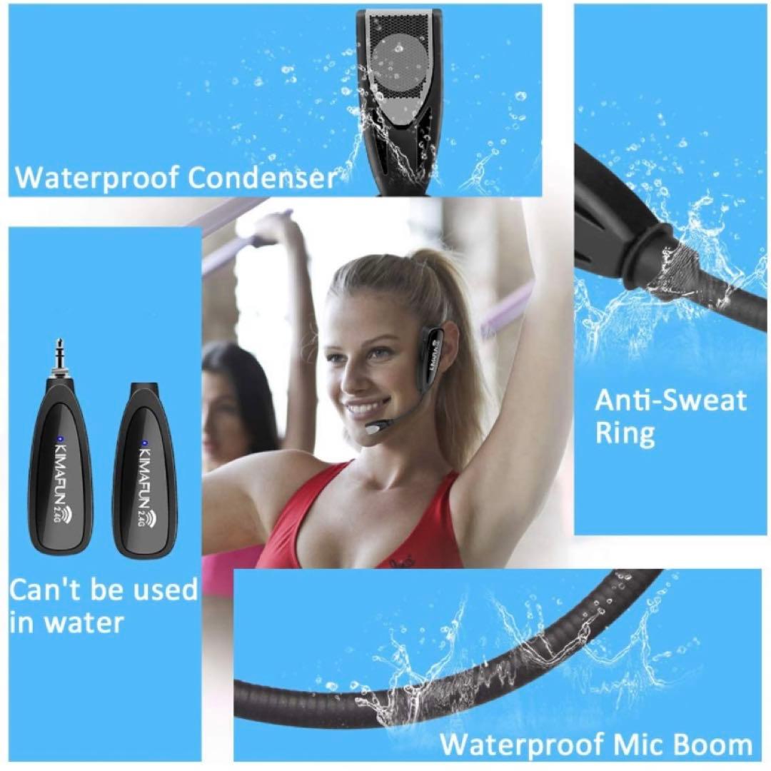 フィットネスワイヤレスマイク 無線 防水 30m