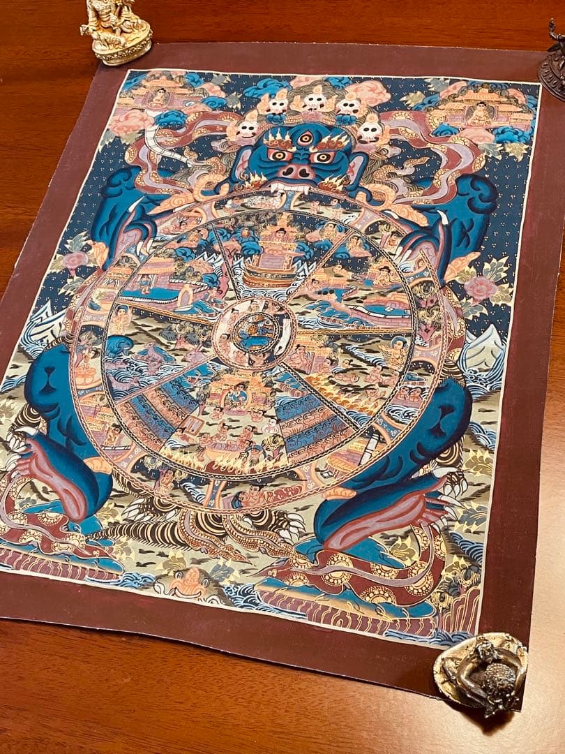 チベット密教 手描き曼荼羅（マンダラ）タンカ【新品・一点物】肉筆画 D2