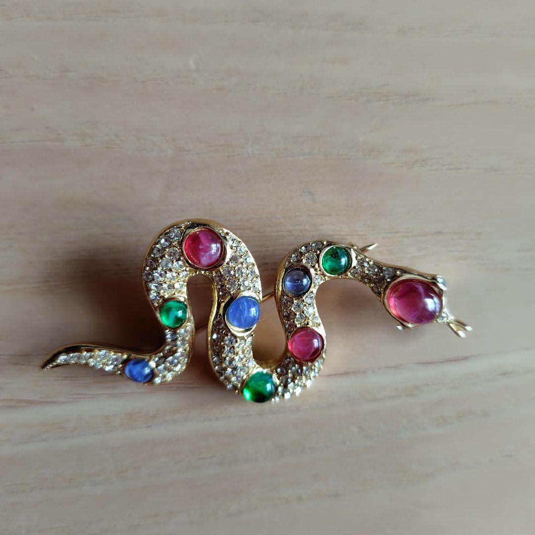 クリスチャン・ディオール　Christian Dior ブローチ　スネーク　蛇