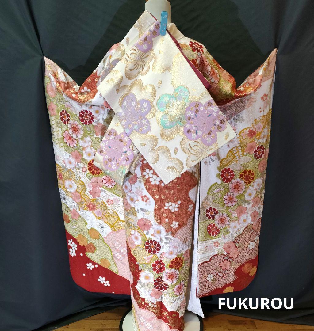 【お手続き中】絞り　疋田絞り　本振袖　古典柄　白系