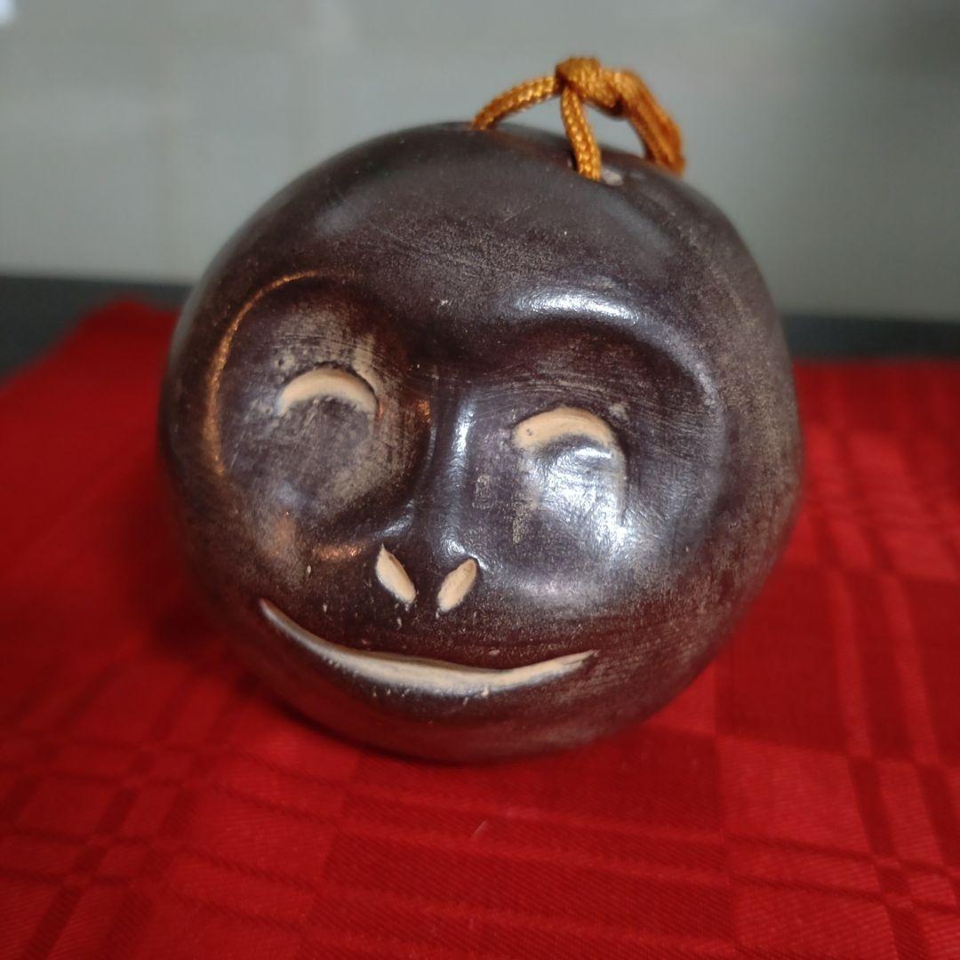 昭和の陶器製猿の三面土鈴　見ざる　言わざる　聞かざる