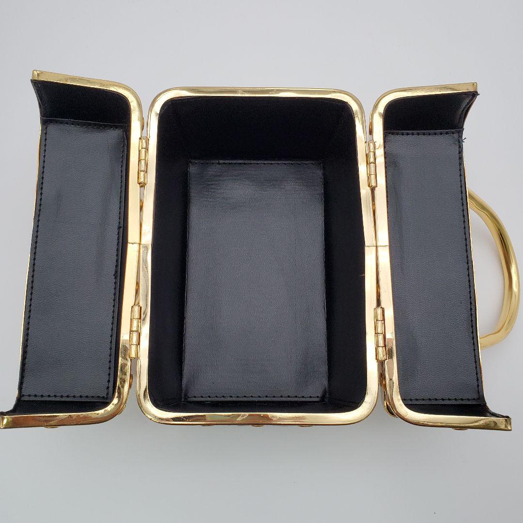 美品 ヴィンテージ調 タペストリー トランクバッグ バニティ 織物 ゴールド金具