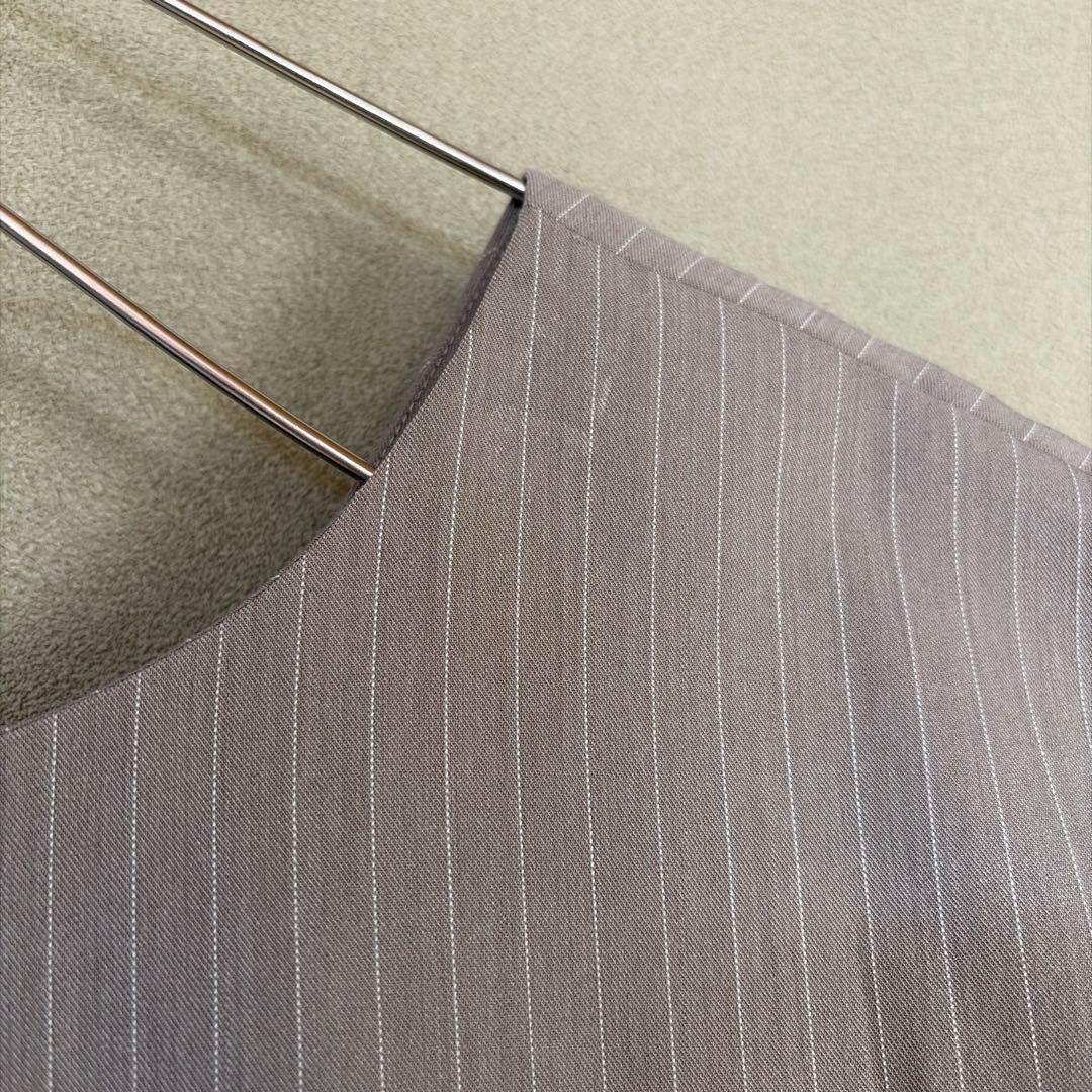 ANDRESD ピンストライプペプラムセットアップドレス ベージュ Mサイズ