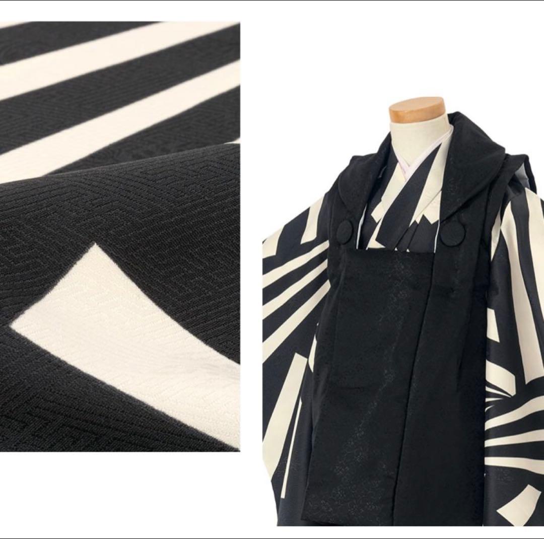 3歳用 七五三着物セット 黒白ストライプ 5点セット