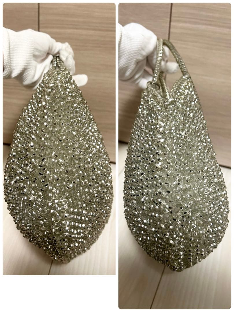 【美品】アンテプリマ ワイヤーバッグ シルバー ラウンド 横型