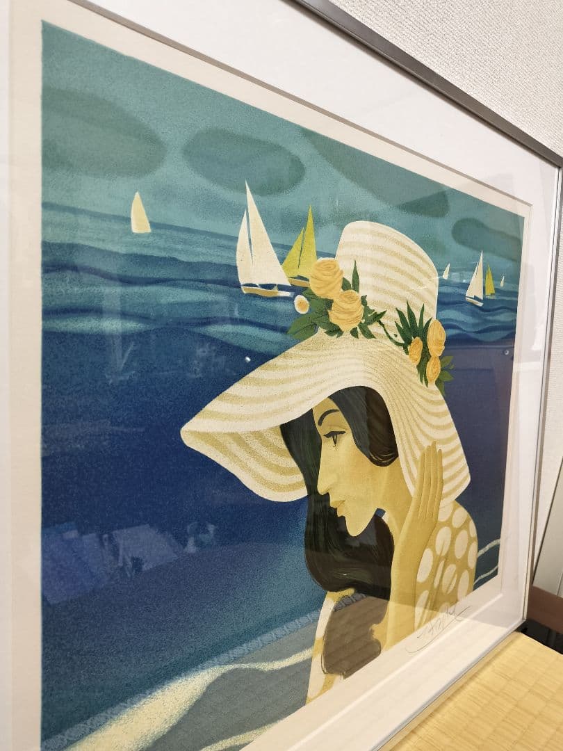 ♢ガンヌ 「日陰帽子の女」リトグラフ