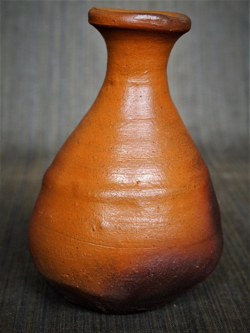 希少作★森岡成好★とくり（南蛮窯変徳利）★共箱★緋色