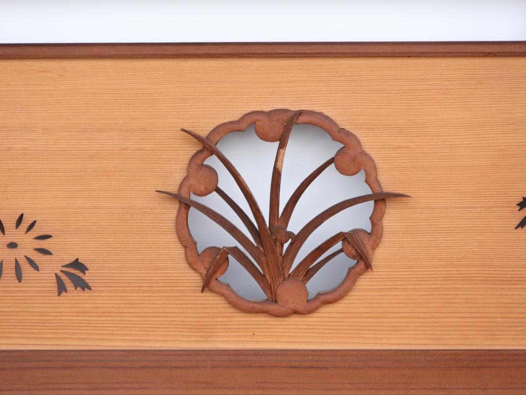 BK168　越中井波彫刻　名工　宏悦　四君子彫　木彫り欄間　一対　細密彫刻　建具