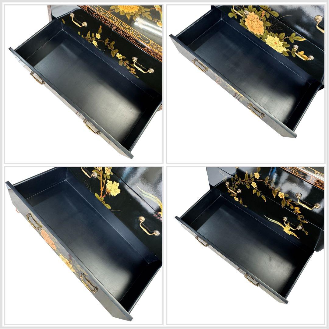 蒔絵花鳥図 漆塗箪笥 韓国 中国 唐木 螺鈿 象嵌 漆 キャビネット タンス