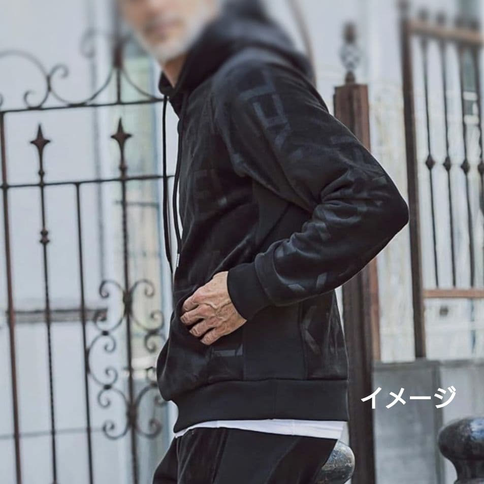 ウノピゥウノウグァーレトレ リラックス エンボスロゴ ベロア パーカー XXL