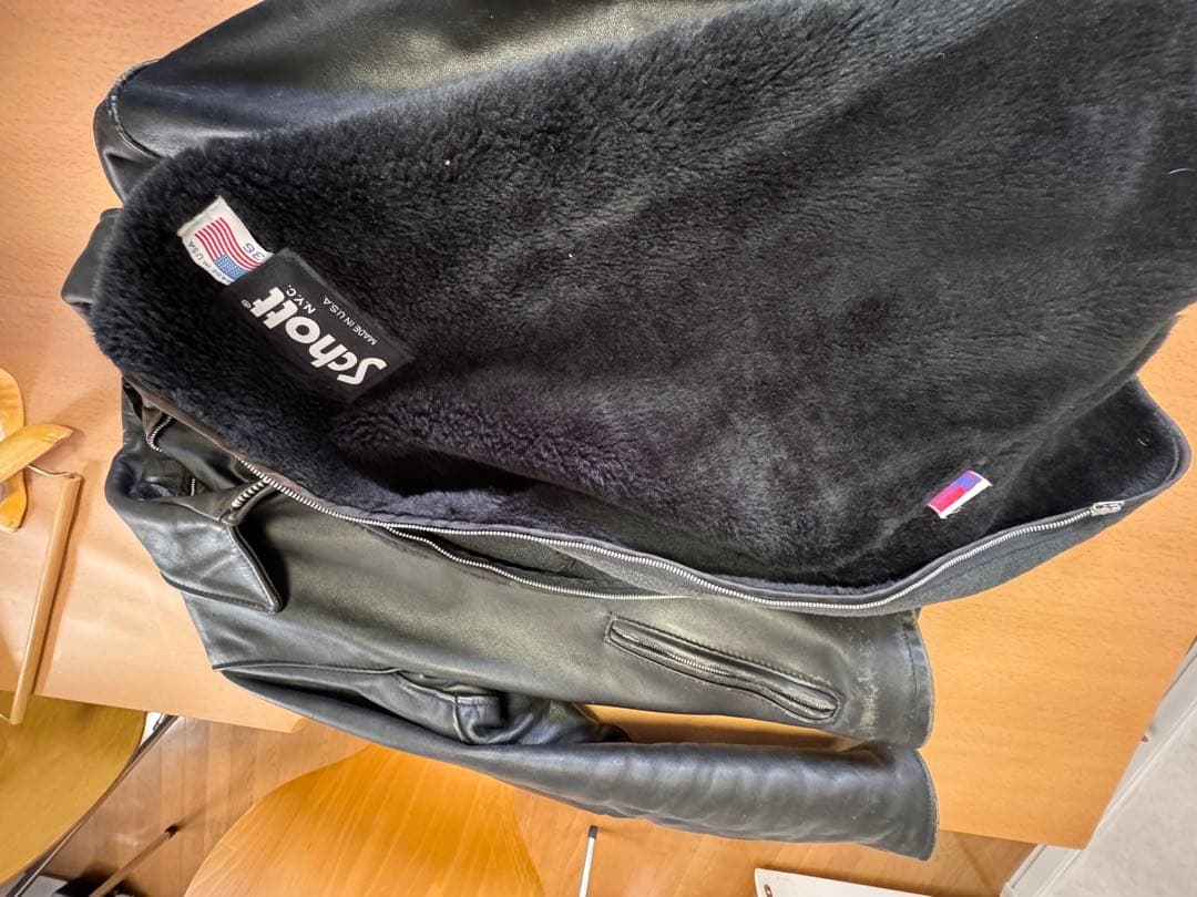 ショット　Schott ブラックレザーシングルライダースジャケット　36 M相当