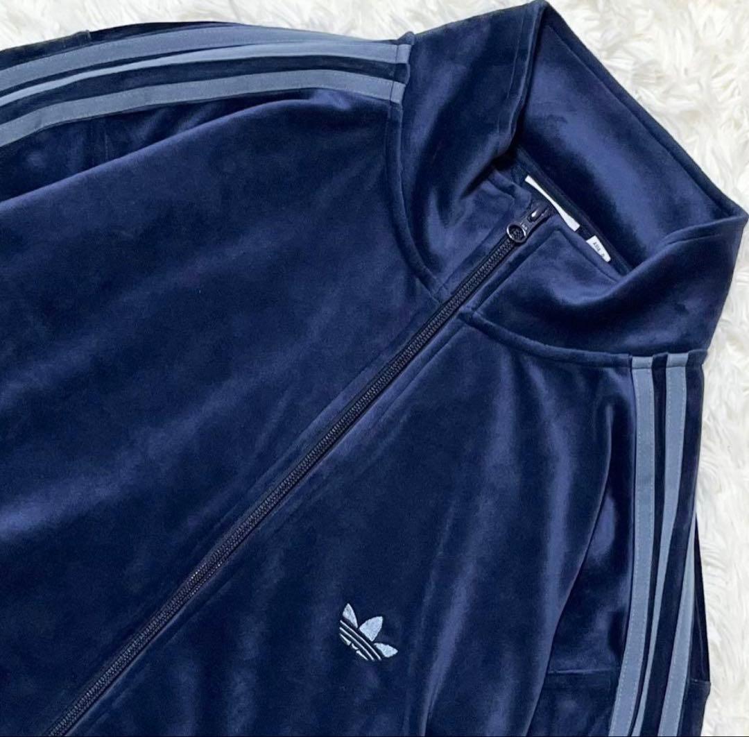 極美品 アディダス ベッケンバウアー ベロア トラックトップ M ネイビー