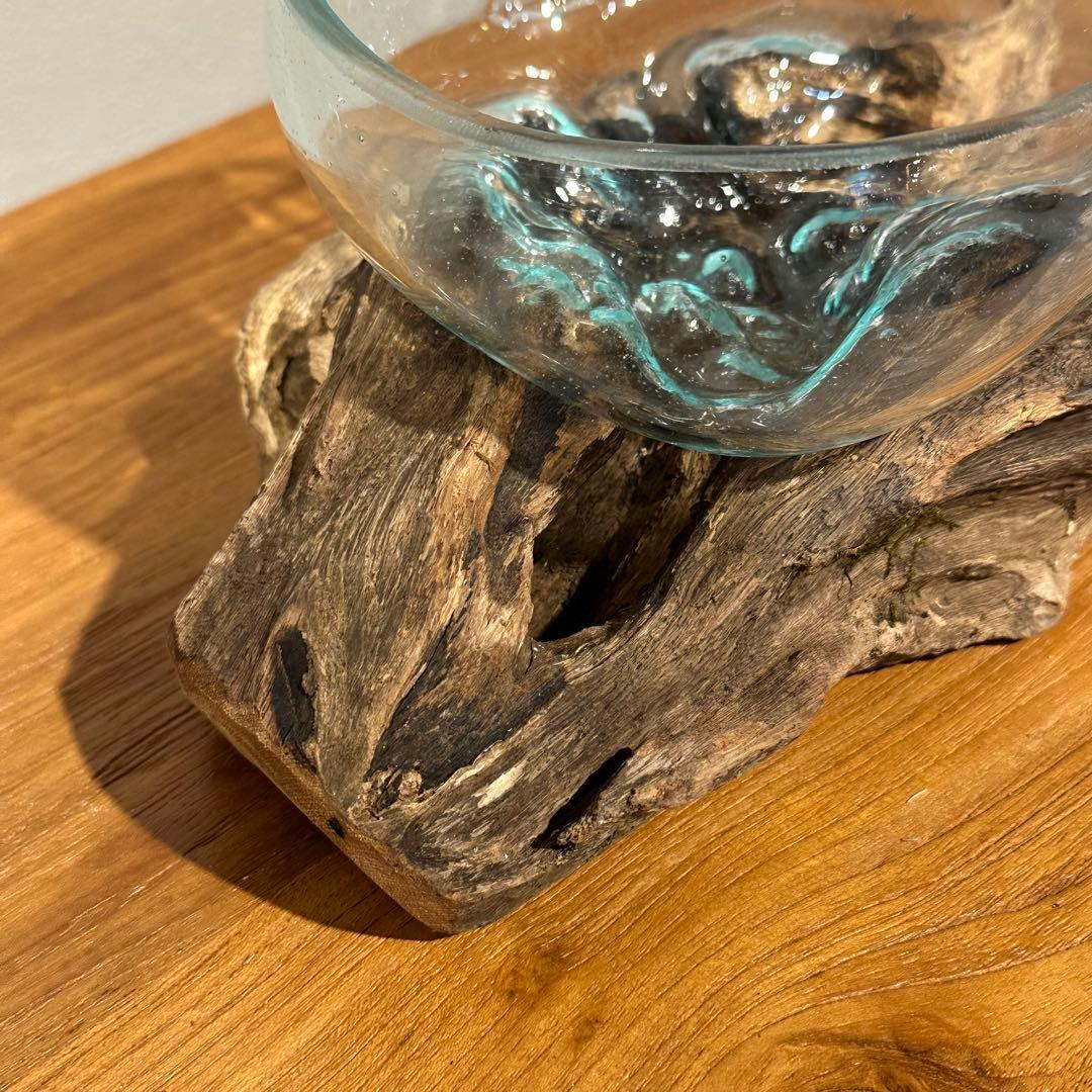 バリ島流木ガラス　w26×d18×h11cm 水槽　アクアリウムメダカ水槽805