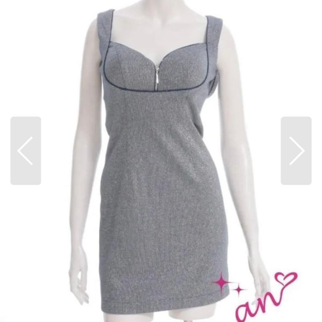 【週末セール】an キャバ ドレス ネイビー 長袖 チョーカー