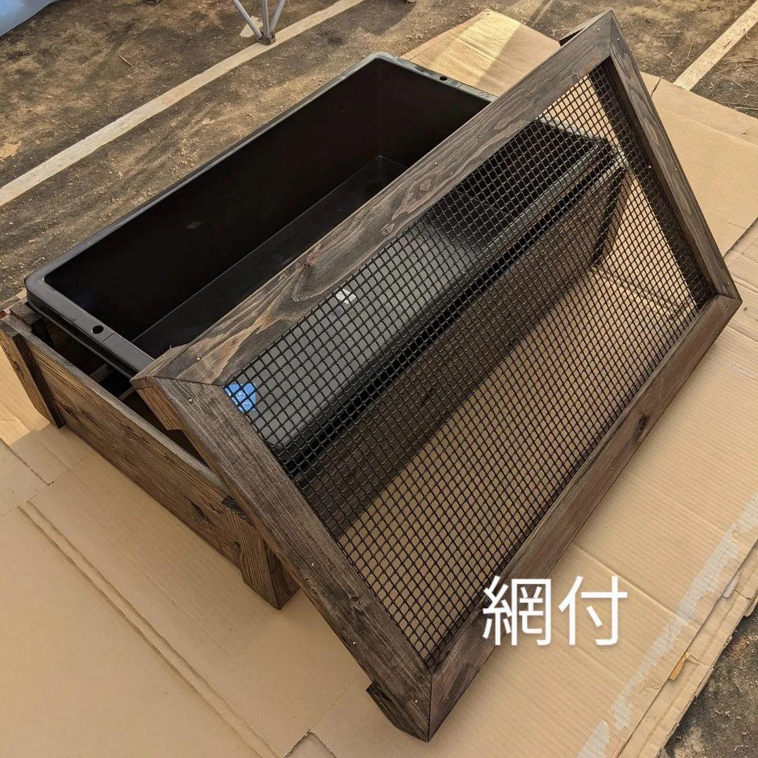 40㍑タイプ　ビオトープ　メダカ・金魚　他　飼育セット　木枠カバー　　トロ舟付