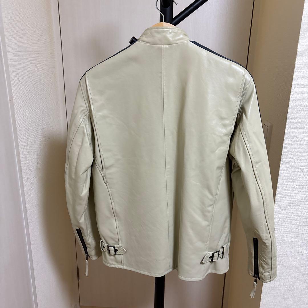 リューグーレザーズ　馬革シングルライダース　アイボリー　ストライプ　 Mサイズ