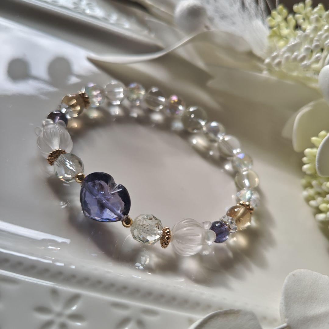 みゆ様♡専用です♡新作♡水ブレス✩宝石質アイオライト♡オーソクレース、グリーンア