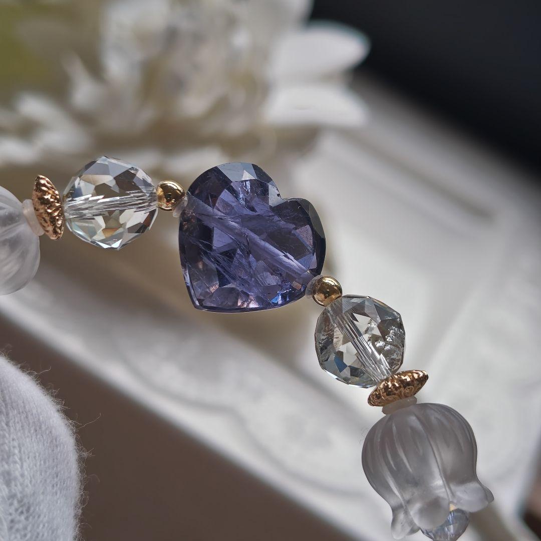 みゆ様♡専用です♡新作♡水ブレス✩宝石質アイオライト♡オーソクレース、グリーンア