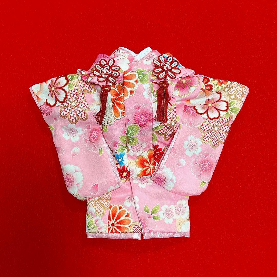 犬の着物✨犬用本格振袖&お被布セット S ピンク 化繊金彩入り