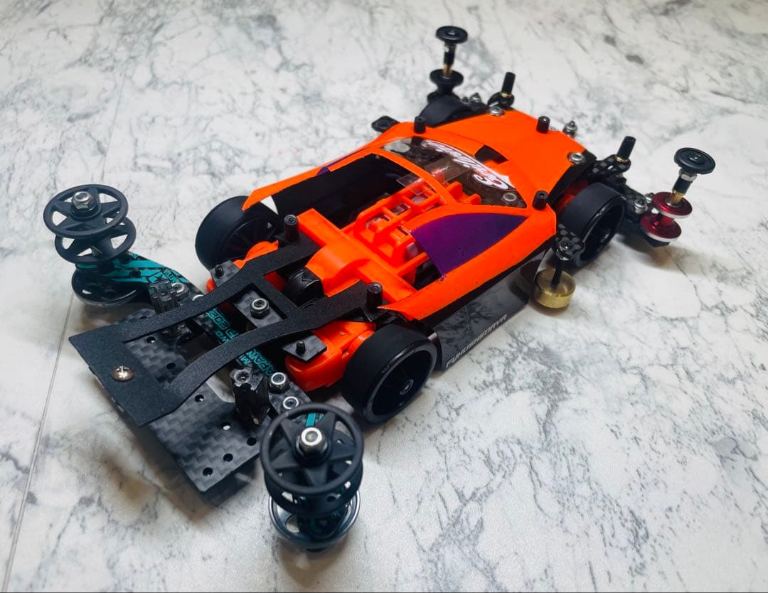 ミニ四駆　MSスギヤマ式フレキ　V字カット鳥居残し　１軸ATスラダン１軸アンカー