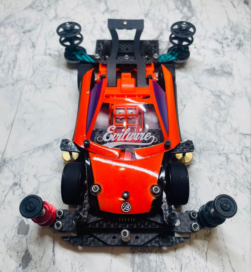 ミニ四駆　MSスギヤマ式フレキ　V字カット鳥居残し　１軸ATスラダン１軸アンカー