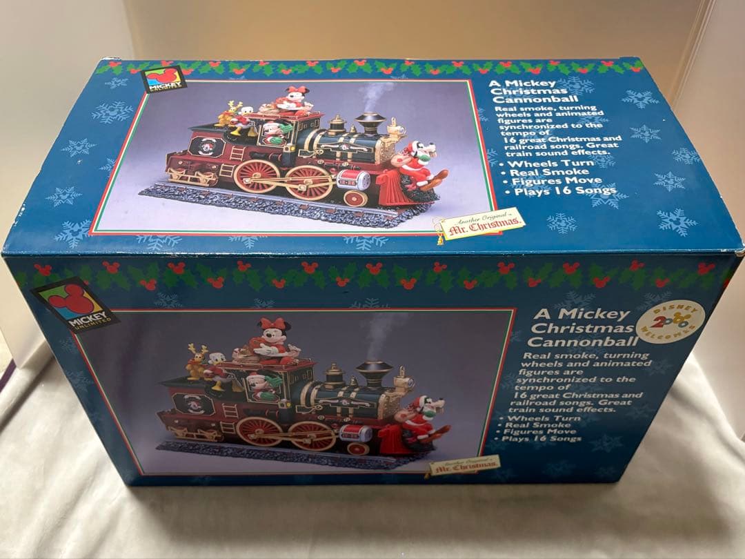 ミッキークリスマスキャノンボール フィギュア 機関車 汽車ライトアップオルゴール