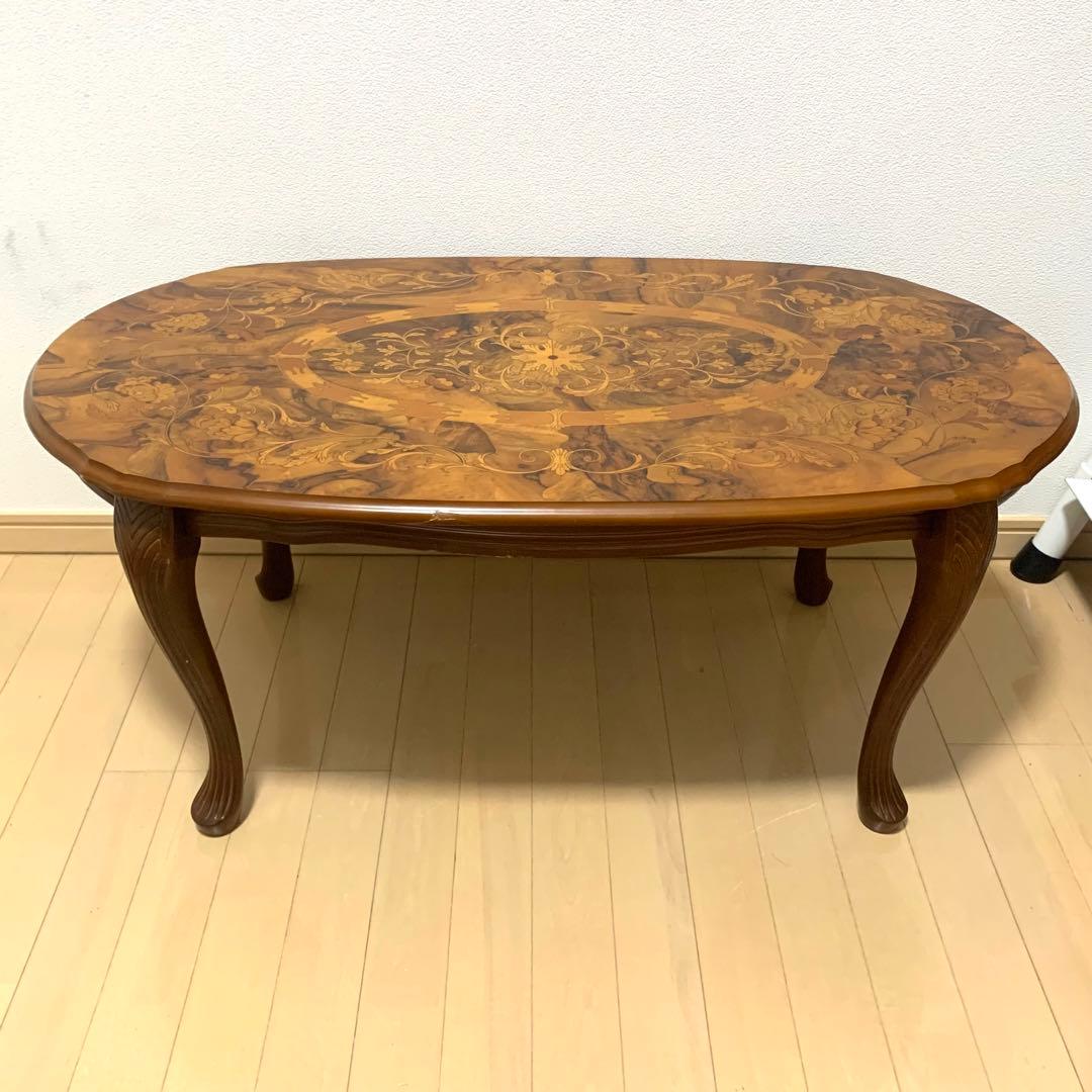 イタリア 象嵌　センターテーブル ロココ調 猫脚 エレガント アンティーク