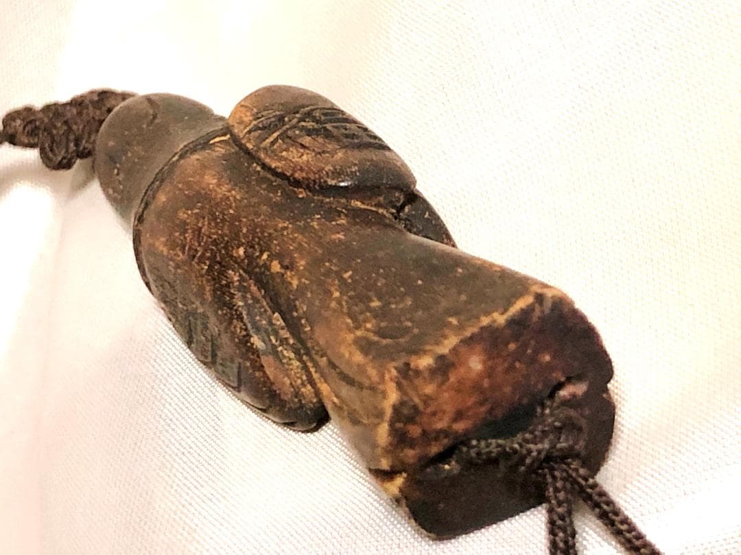 【 木彫福の神 江戸時代 】 風鎮/根付