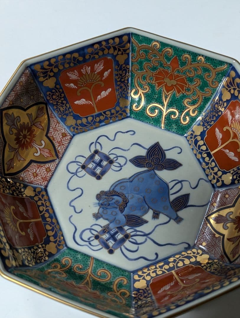 （F!!）林　九郎作　八角形の青い牛の絵皿 鉢2個セット