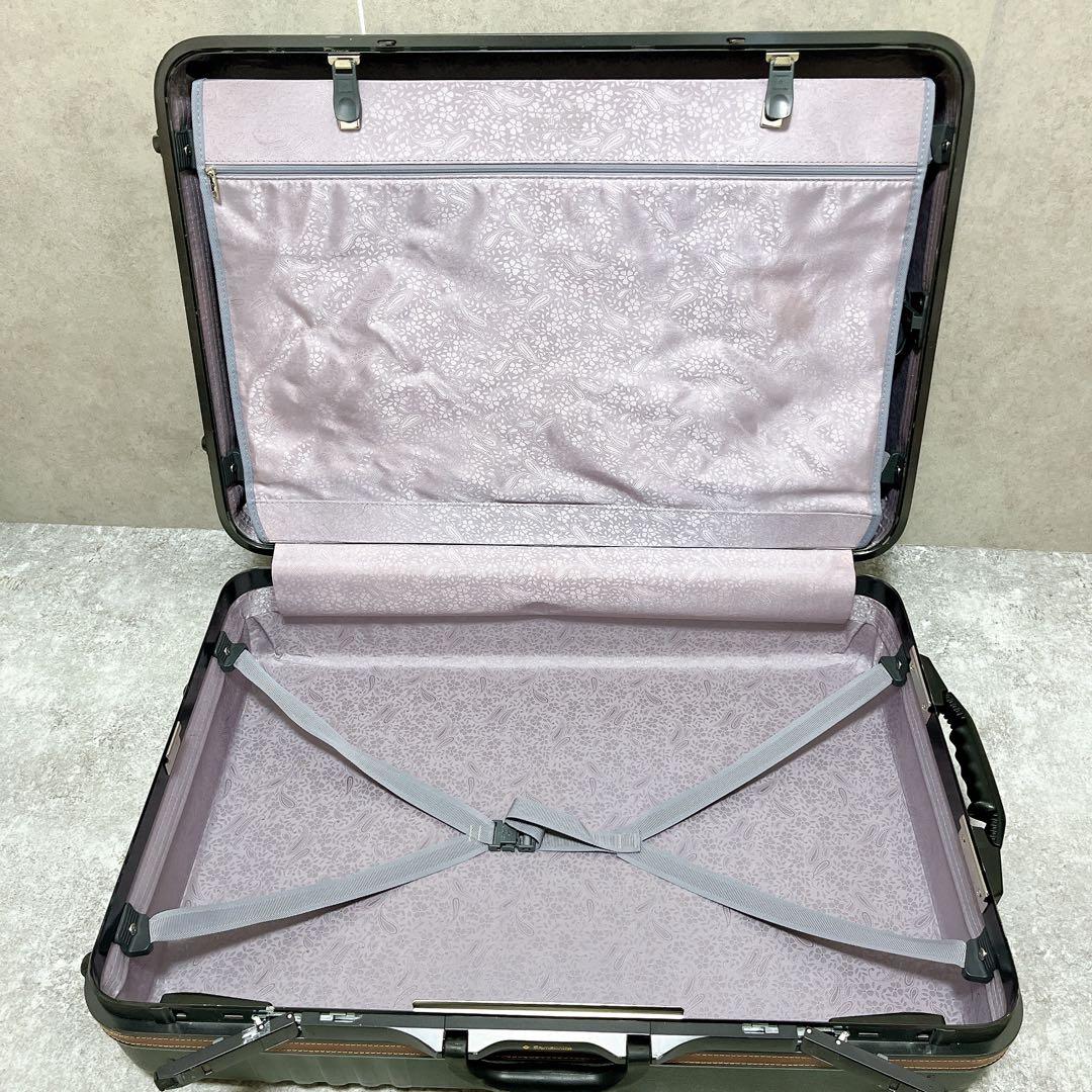 サムソナイト カーキ ハード 革 スーツケース キャリーバッグ 大容量 鍵 4輪