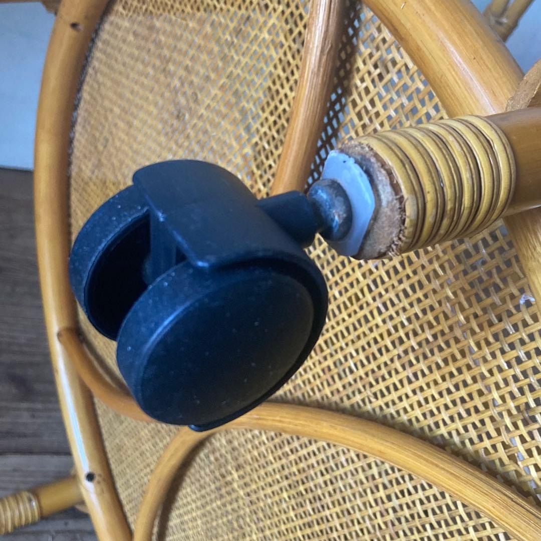 ヴィンテージラタン ガラス サイド テーブル ローテーブル