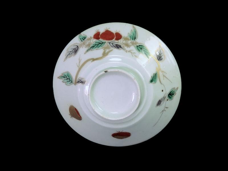 古伊万里　色絵　栗の図　蓋茶碗　江戸期　E616AS-CRp