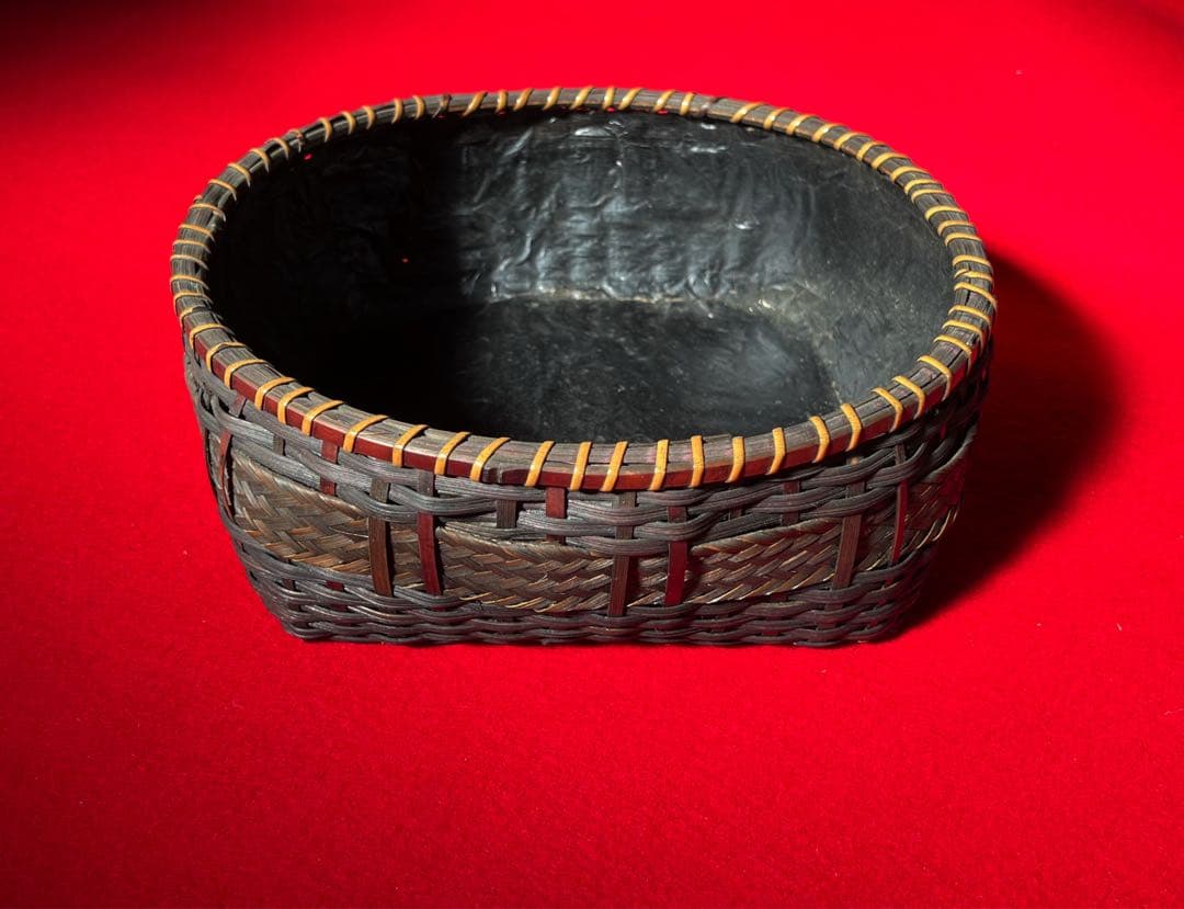古道具 炭取籠 竹編 炭斗 炭篭 在銘 茶道具