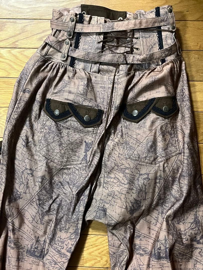 OZZ ONESTE 地図柄コルセットサルエルパンツ オッズオン Ozz On