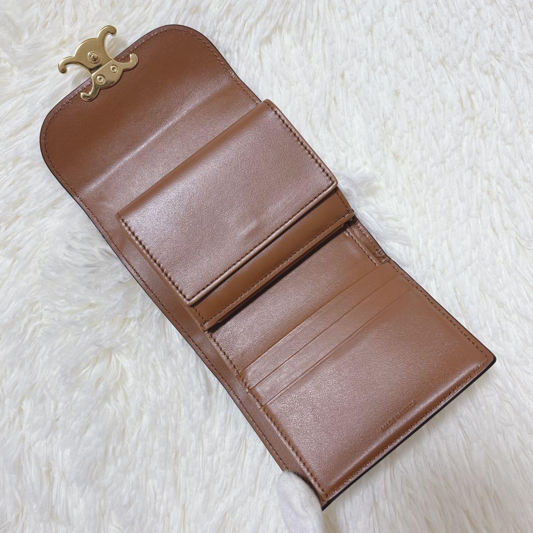 極美品✨CELINE トリオンフ スモールフラップウォレット 三つ折り ブラウン