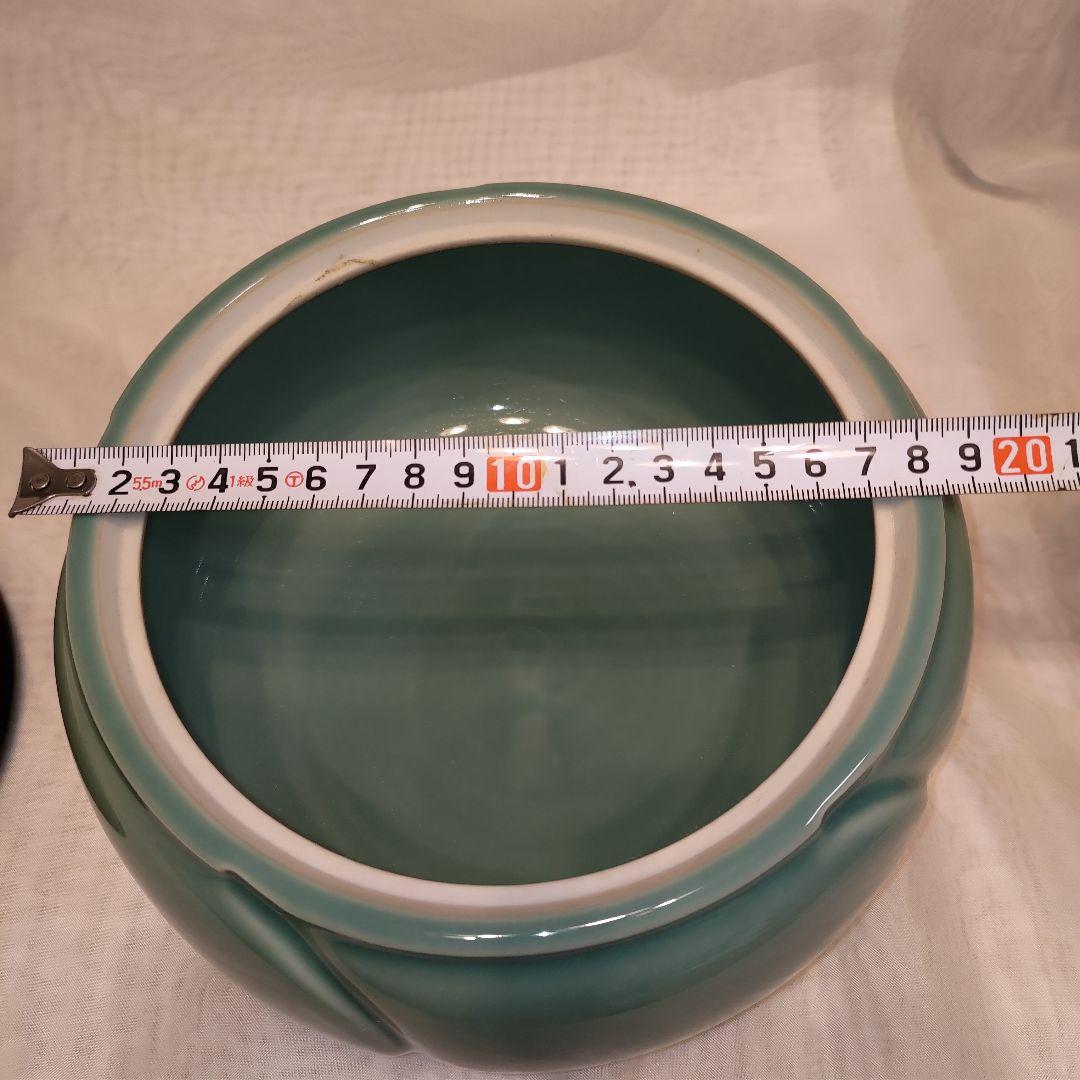 茶道具 水指 捻梅水指 青磁 塗蓋付 加藤 藤山作 (共箱)