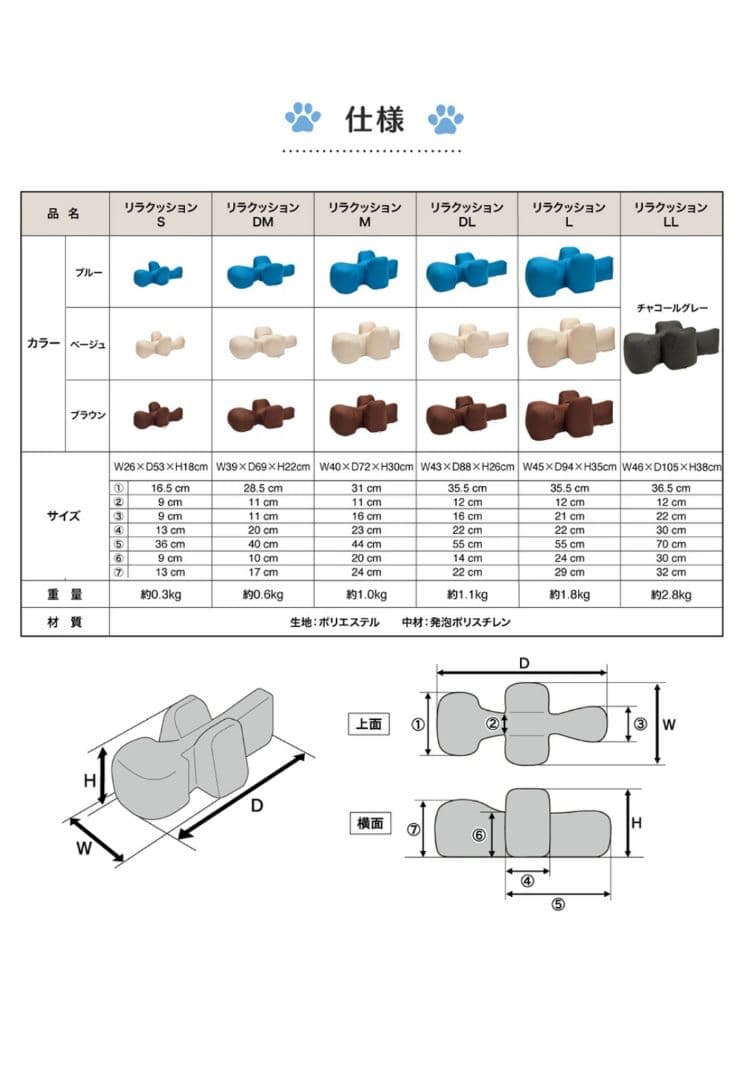 リラクッション　　体位変換クッション ブラウン　犬用　Sサイズ