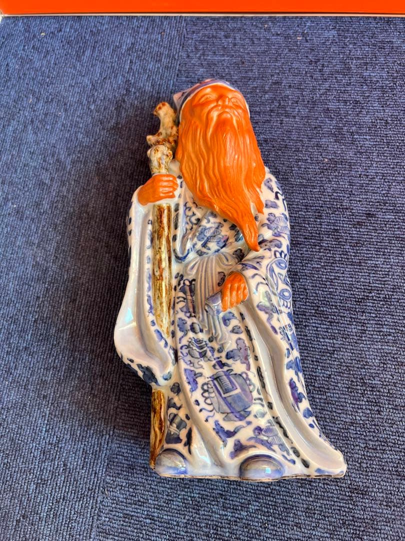 919 九谷焼　絵付　寿老人　置物　時代物