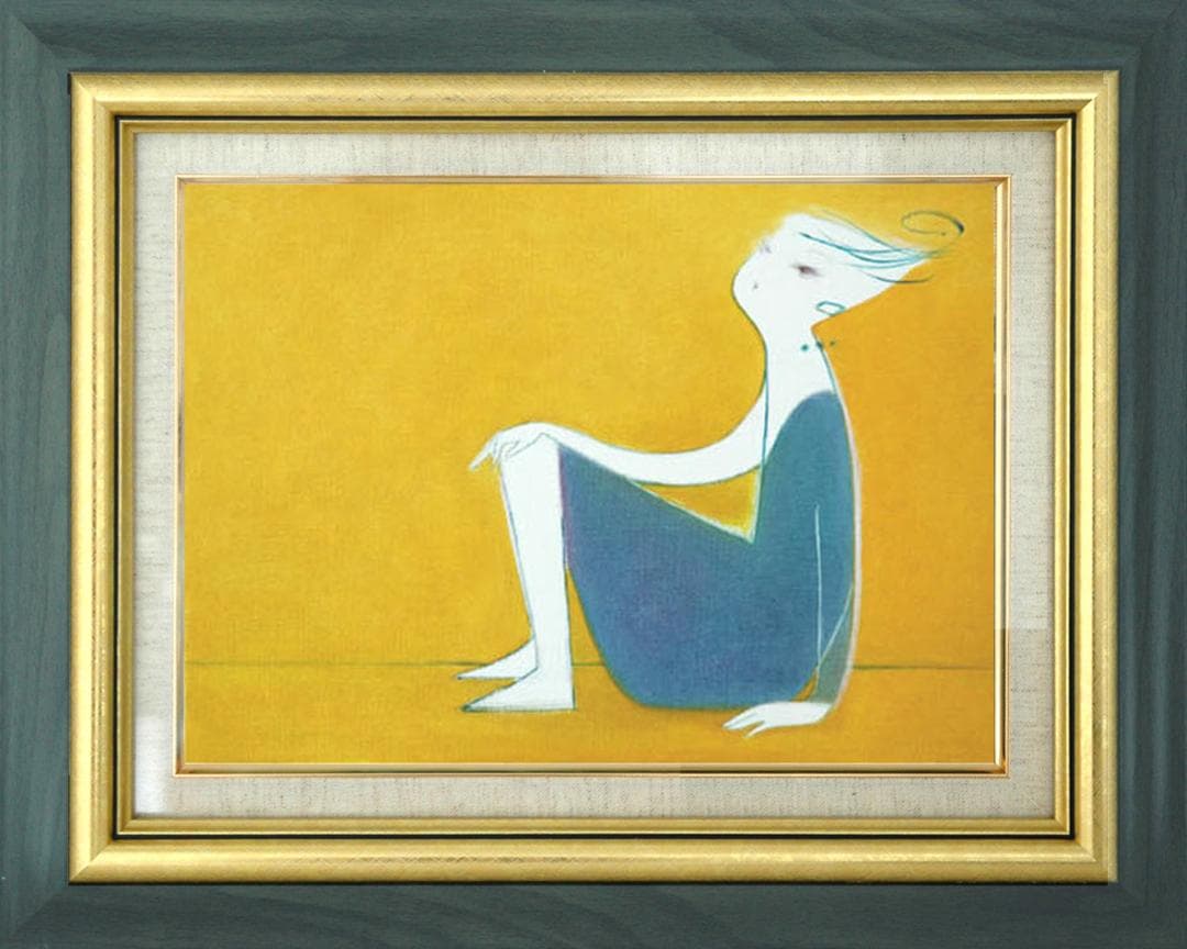 油絵 菅家令子 絵 絵画 インテリア 額付(黒) F4-071612 人物 女性